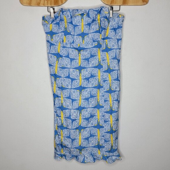 Lilly Pulitzer Strapless Dress Empire Waist Franco Butterfly Blue / Yellow Sz 8 - Picture 1 of 6